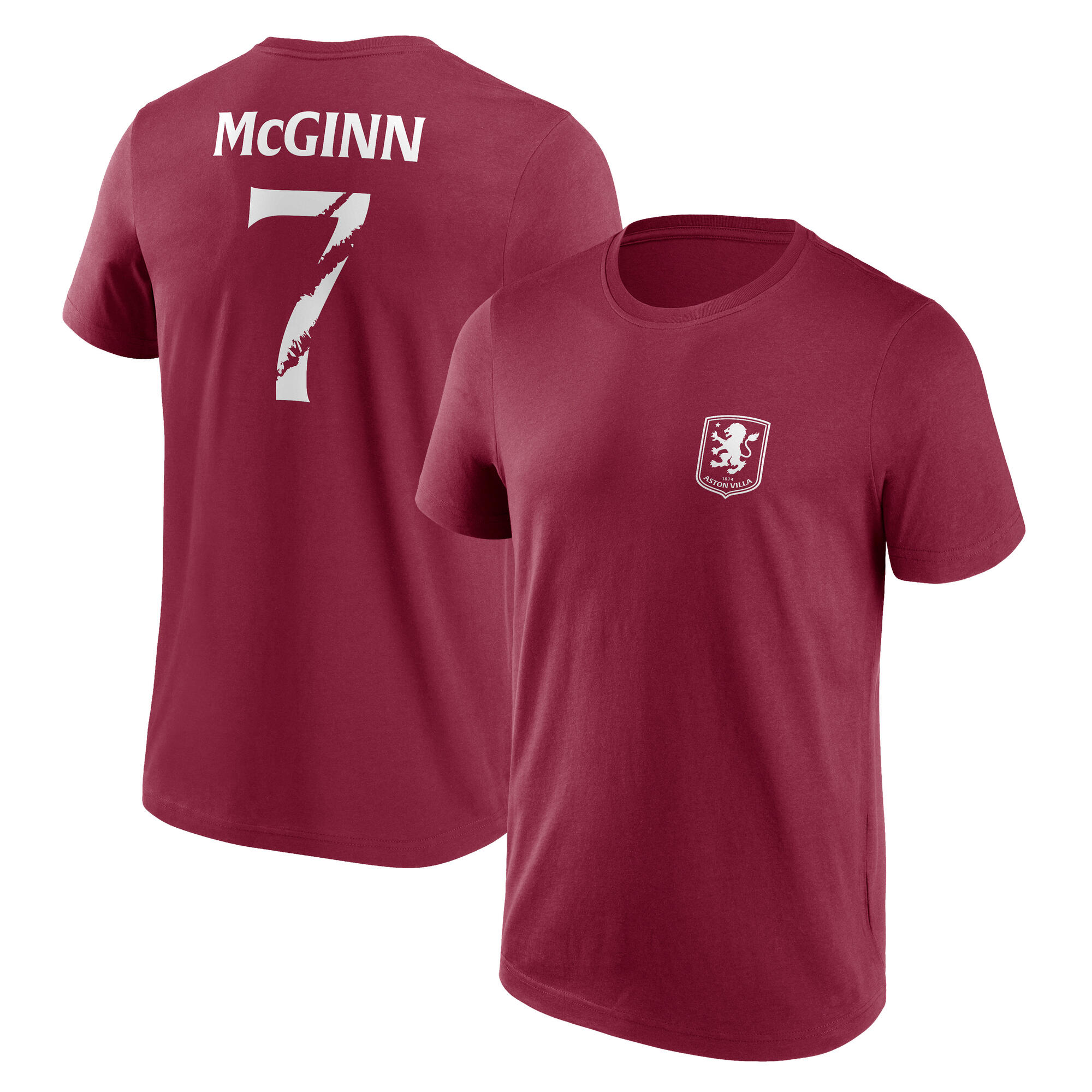 Aston Villa Name & Nummer Grafik-T-Shirt – Weinrot – Herren Image