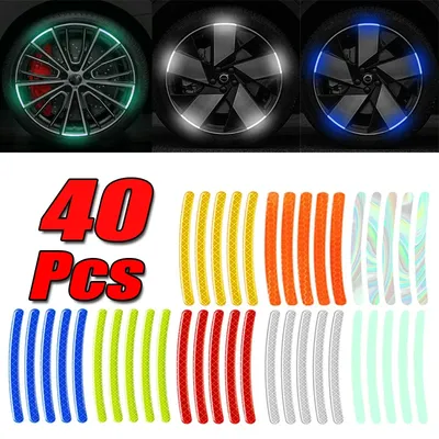 20/40 pezzi strisce riflettenti per ruote per auto moto adesivi per mozzi colorati adesivo per