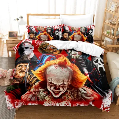 Horror Movie Halloween Duvet Cover Pillowcase 3pcs Digital Printing Comforter Set Soft Comfortable Breathable Bedding Set