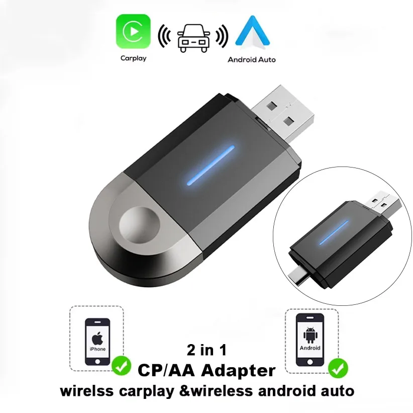 Wireless Carplay Android Auto Apple Carplay Adapter Mini Ai Box Plug & Play WLAN 2 in 1 USB Typ C Verbindung Autozubehör Image