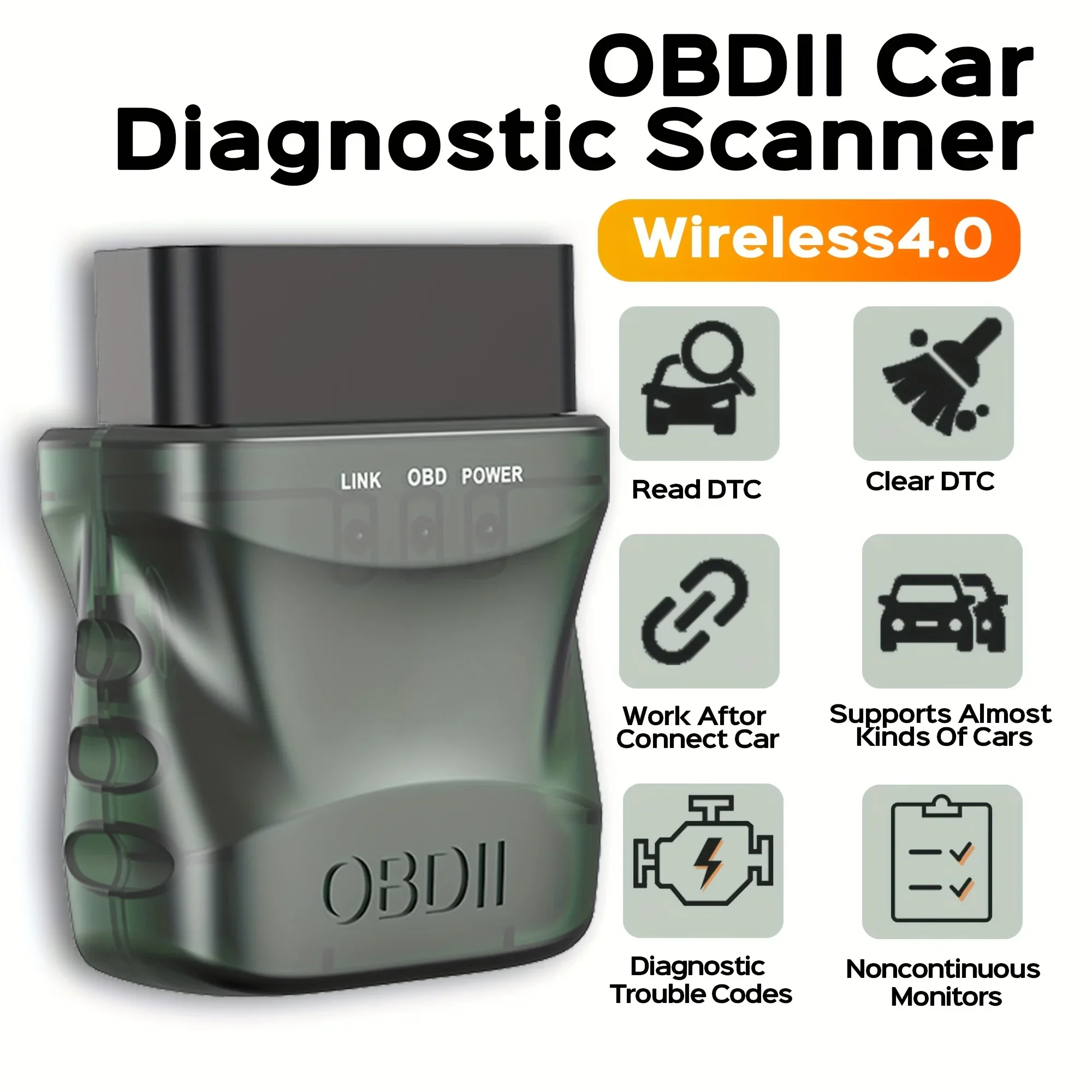 Outil de scanner de Diagnostic automatique OBDII sans fil 4.0, lecteur de Code de défaut de voiture avec balayage automatique, enregistrement du lecteur de Code d