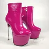 Zhima Frauen Stiefeletten Plattform glänzendes Metall dünne High Heels Reiß verschluss Stiefel hand gefertigte Damenschuhe Frau Größe 33 39 41 42 43