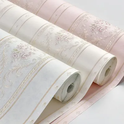 Europäischen Vertikale Streifen Selbst-adhesive Floral Tapete Warmes Schlafzimmer Wohnzimmer TV hintergrund Wand Wandbild vlies Beige Rosa Image