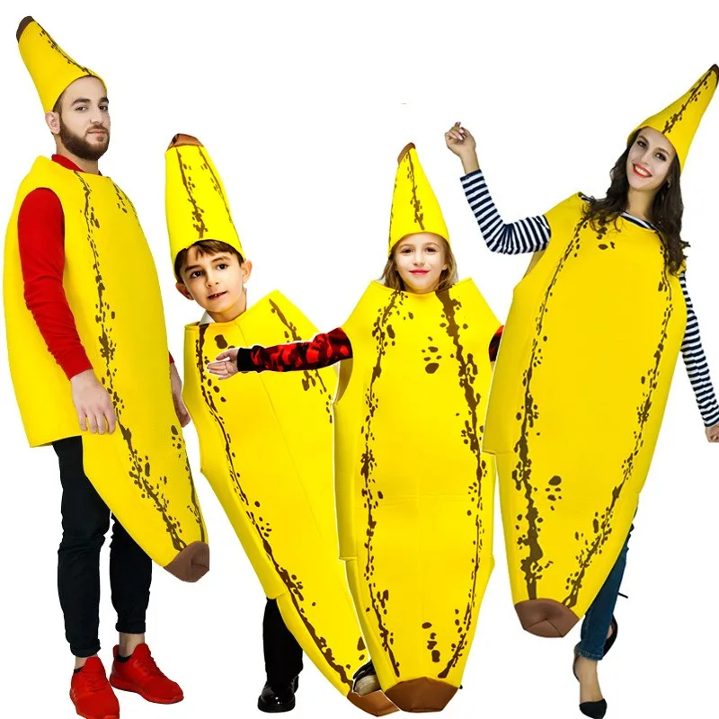 Erwachsene Kinder Halloween Lustiges Cosplay Bananenkostüm Eltern-Kind-Kostüm Paarkostüm Performance Karneval Obstkostüm Image