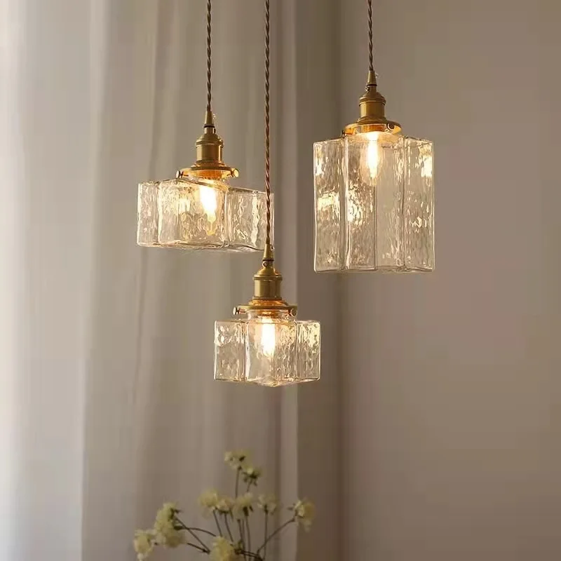 Japanische Haupt dekoration Glas Pendel leuchte Vintage Messing rustikale LED Decke Hängelampen für Schlafzimmer Esstisch Kronleuchter