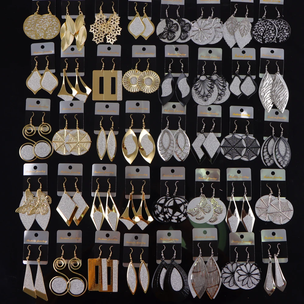 10 Paare/los Koreanische Trendy Geometrische Tropfen Hoop Ohrringe Für Frauen Mode Silber Vergoldet Schmuck Zubehör Hochzeit Geschenke Image