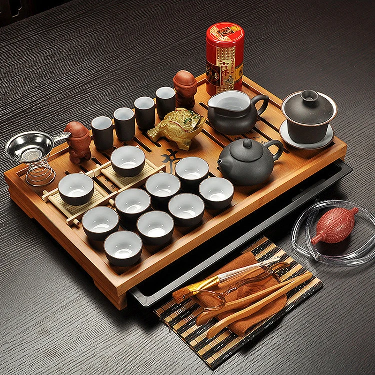 Jingdezhen Lila Ton Kung Fu Tee-Set Drink Tee Tasse, Terrine Infuser, Chinesischen Tee Zeremonie mit Gaiwan, chahai Tee Tisch