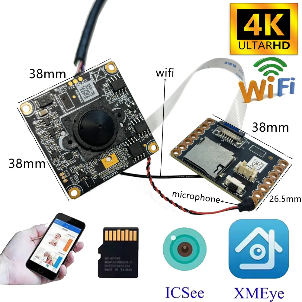 IMX415 4K WIFI IP Kamera 8MP Starlight Mini Kamera Modul 0,001lux Audio KR 1,6mm loch 3,7mm objektiv Video Xmeye Icsee Sdk IVG-N8S Image