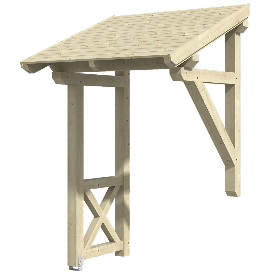 Skan Holz Vordach Potsdam Dach mit Seitenteil Natur, Typ 3 Image