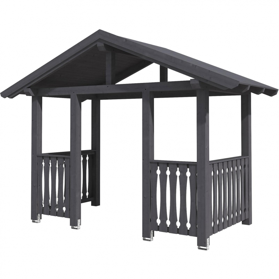 Skan Holz Vordach Stralsund Dach mit Brüstung Schiefergrau, Typ 8 Image