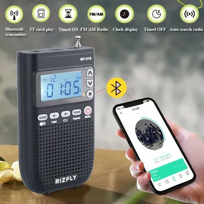 Tragbarer Mini-Bluetooth-Übertragungs-FM-AM-Radio, kabelloser Bluetooth-Lautsprecher, unterstützt TF-Karte, Bluetooth-Headset, Spielen, zeitgesteuert, EIN/AUS