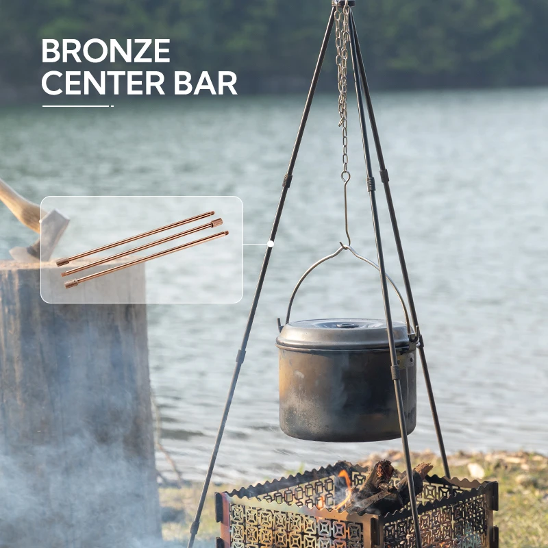 Camping Moon Grill Zubehör tragbare Aluminium legierung Camping Stativ Stange Holzkohle Grill Lagerfeuer Stativ Bar Image