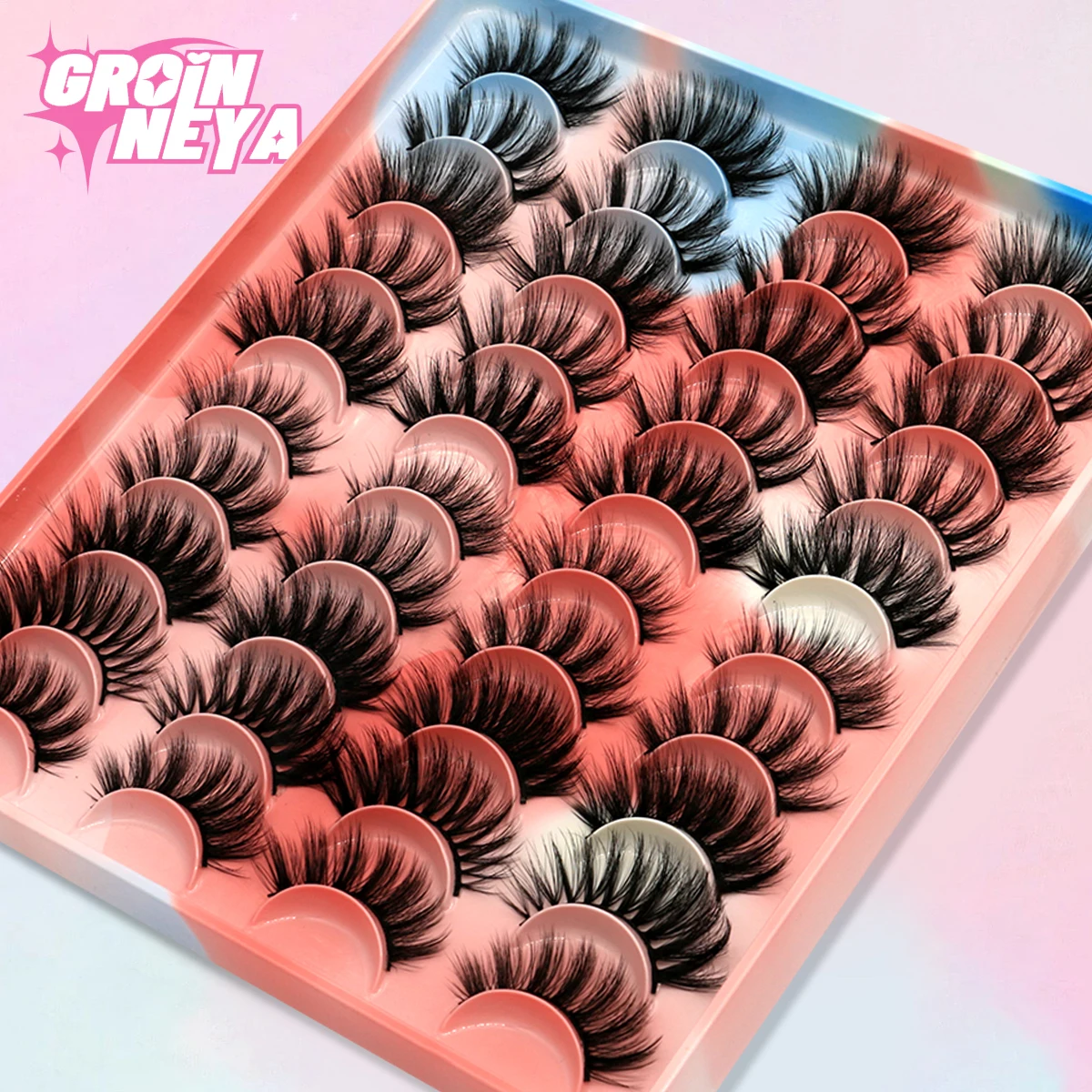 Groinneya 5/10/20 Paare 3d Faux Nerz Wimpern natürliche dicke lange falsche Wimpern dramatische gefälschte Wimpern Augen Make-up Schönheit Image