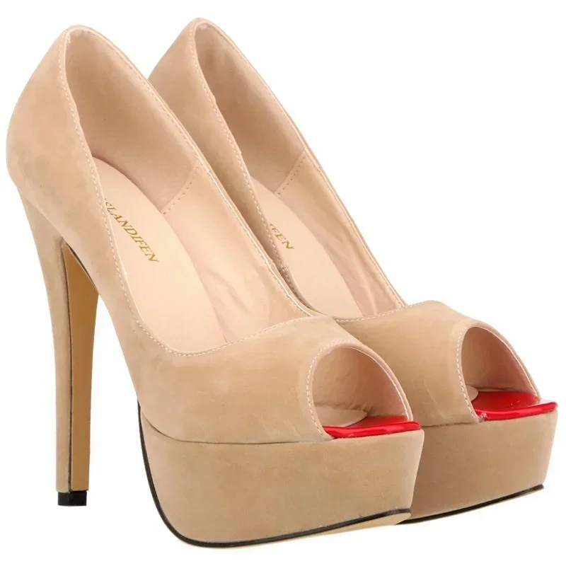 2026 Damen Pumps Stilettos Mode Sexy High Heels Peeptoe Samt-Pumps Plateau Damen Party Club Rote Hochzeitsschuhe Große Größe 44