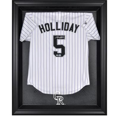 Vitrine mit Logo-Trikot der Colorado Rockies in schwarzem Rahmen Image