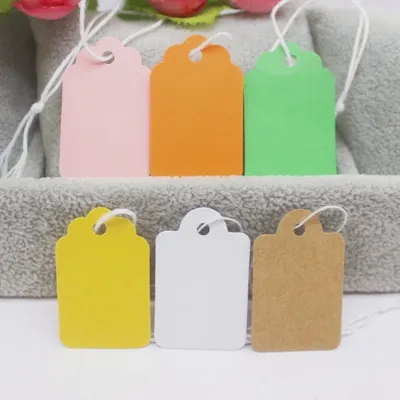 100 pcs 2.2x3.5cm green/yellow/white/kraft /pink jewelry price tags, paper price tags
