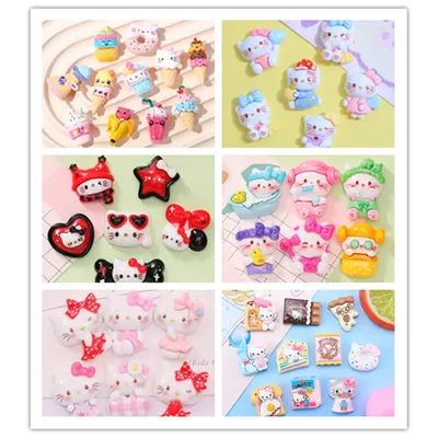 100pcs Cartoon KT Cat Chocolate Cake Food Flat Back Resin Cabochons Scrapbook Diy Wedding Hairpin