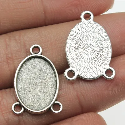 Fit 30x40mm 20x30mm 18x25mm 13x18mm 10x14mm 8x10mm Oval 3 Holes Connector Style Pendant Base For