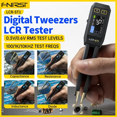 FNIRSI LCR-ST1 Smart Tweezer LCR SMD ESR Tester Resistance Capacitance Inductance Continuity Diode