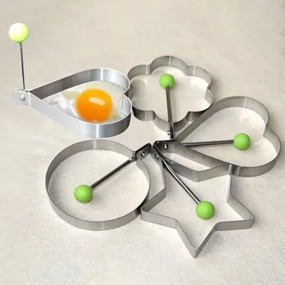 1/5pcs Stainless Steel Omelette Maker Heart Shaped Fried Egg Maker Breakfast Baking Model Mould