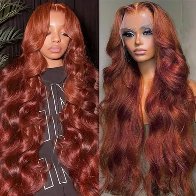 Reddish Brown 13x4 Lace Front Wigs Human Hair Pre Plucked 180% Density Body Wave Auburn Colored Human Hair Lace Frontal HumanWig