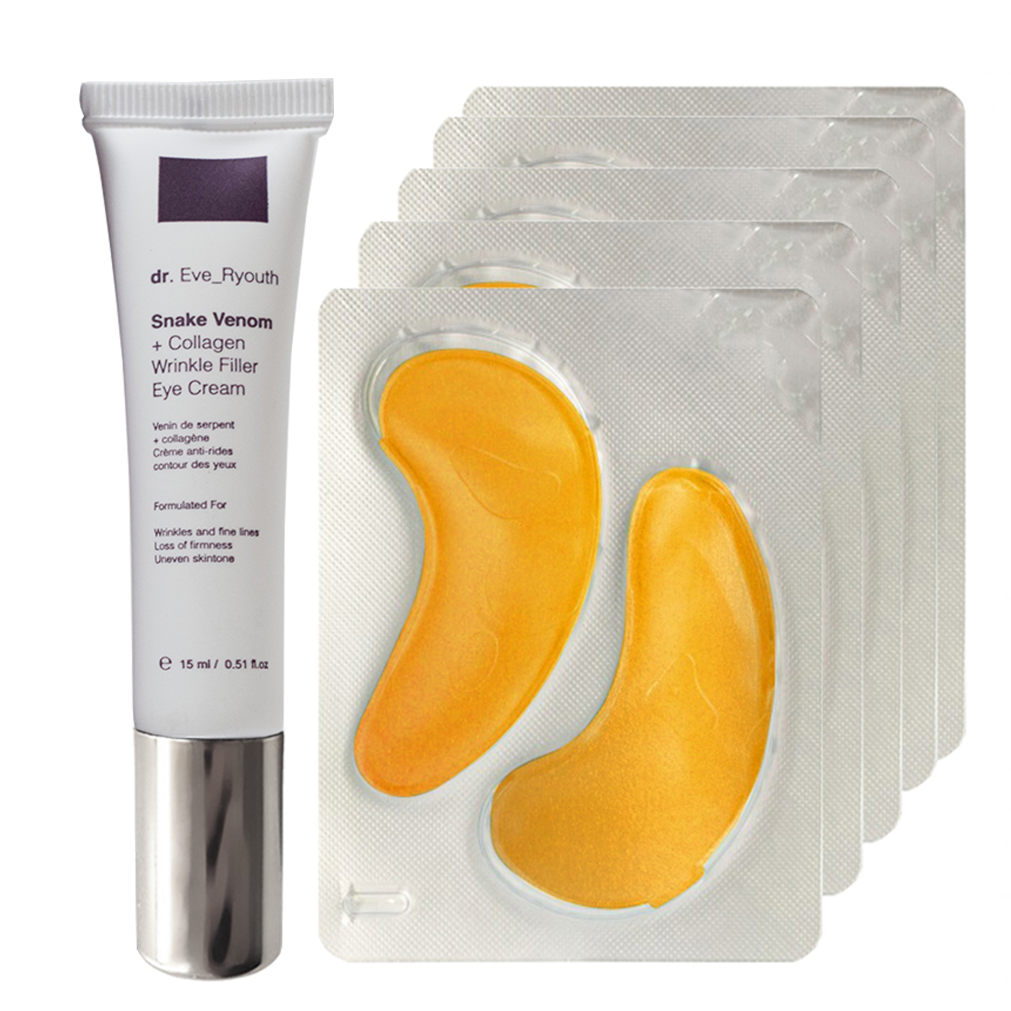 24K Gold + Antioxidantien Hydratisierende Augenbehandlungen Pads + Schlangengift + Kollagen Faltenf¸ller Augencreme 15 Image