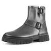 Schlupfboots GABOR "York", Damen, Gr. 37, grau (anthrazit metallic), Leder, modisch, Schuhe, Plateau, Stiefelette, Chunky Boots, Weite G, in Metallic-Optik