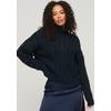Strickpullover SUPERDRY "VINTAGE HIGH NECK CABLE KNIT", Damen, Gr. S, blau (eclipse navy), Strick, Obermaterial: 75% Polyacryl, 15% Polyamid, 10% Wolle, unifarben, modisch, Langarm, Pullover
