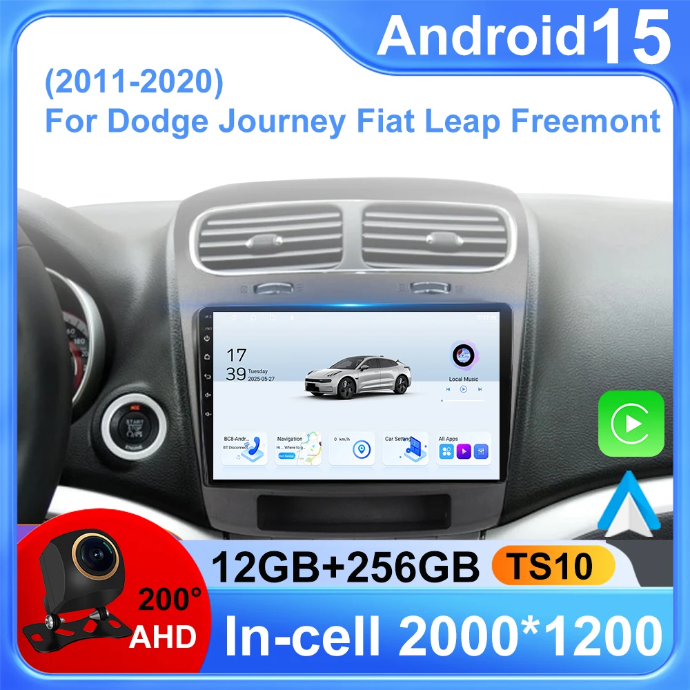 Android 15 Per Dodge Journey Fiat Leap Freemont 2011 - 2020 Autoradio 5G wifi BT Lettore Multimediale di Navigazione Wifi GPS No 2din
