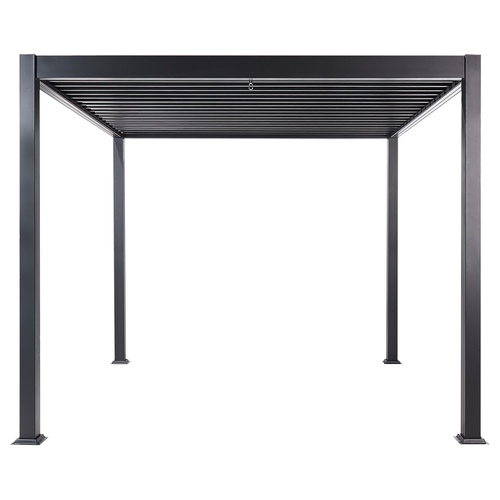 Garten Pergola Schwarz Aluminium mit Lamellendach Freistehend Wasserdicht Quadratisch Sonnenschutz Gartenausstattung Garten Terrasse Pavillon