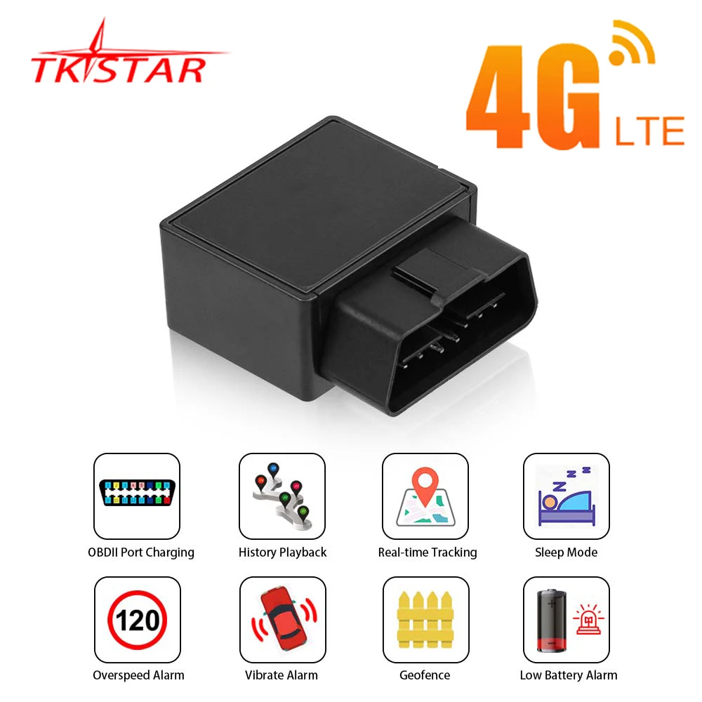 4G TKSTAR GPS Tracker voiture OBDII 16PIN OBD TKSTAR 4G MIni GPS Tracker GSM OBD2 4G dispositif de suivi GPS localisateur OBDII APP gratuit