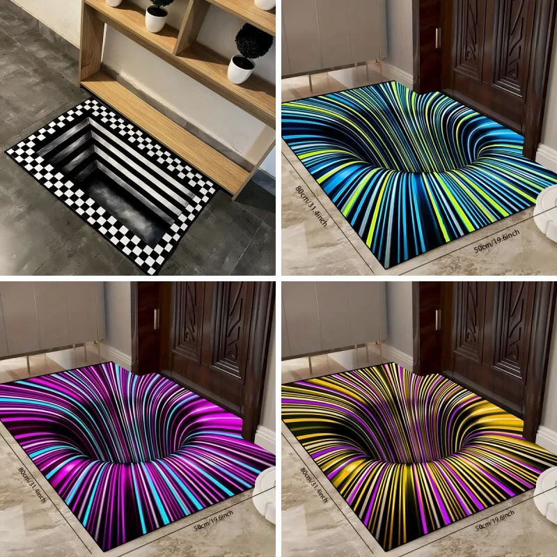 Tapis de bain imprimé Vortex Illusion, décor de sol de salle de bains, Super absorbant, antidérapant, facile à nettoyer, paillasson d'entrée de salle de bains