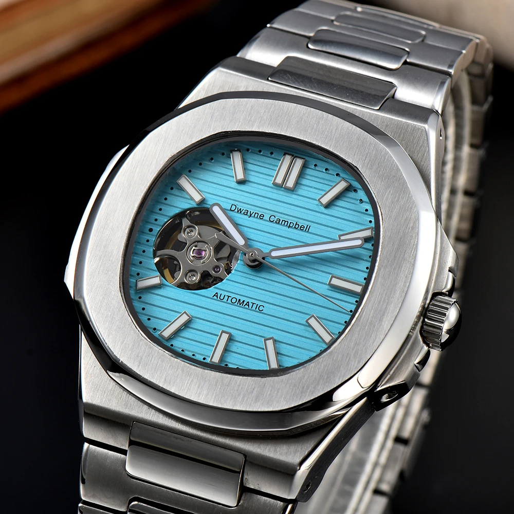 43,3mm nh38 hochwertige Edelstahl uhr Luxus automatische mechanische silberne Herren uhren Leucht zifferblatt Image