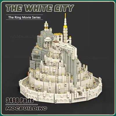 Die weiße Stadt Ringe Filmszene Moc Bausteine Sammlung Technologie Ziegel kreative Anzeige Modell Image