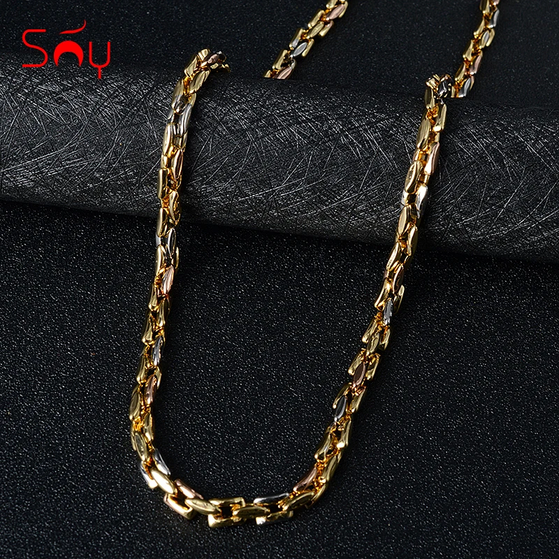 Sunny Schmuck 2021 Mode Drei-Farbe Kupfer Halskette Ketten Für Frauen Mann Hohe Qualität Klassische Für Täglichen Tragen Geschenk jahrestag Image