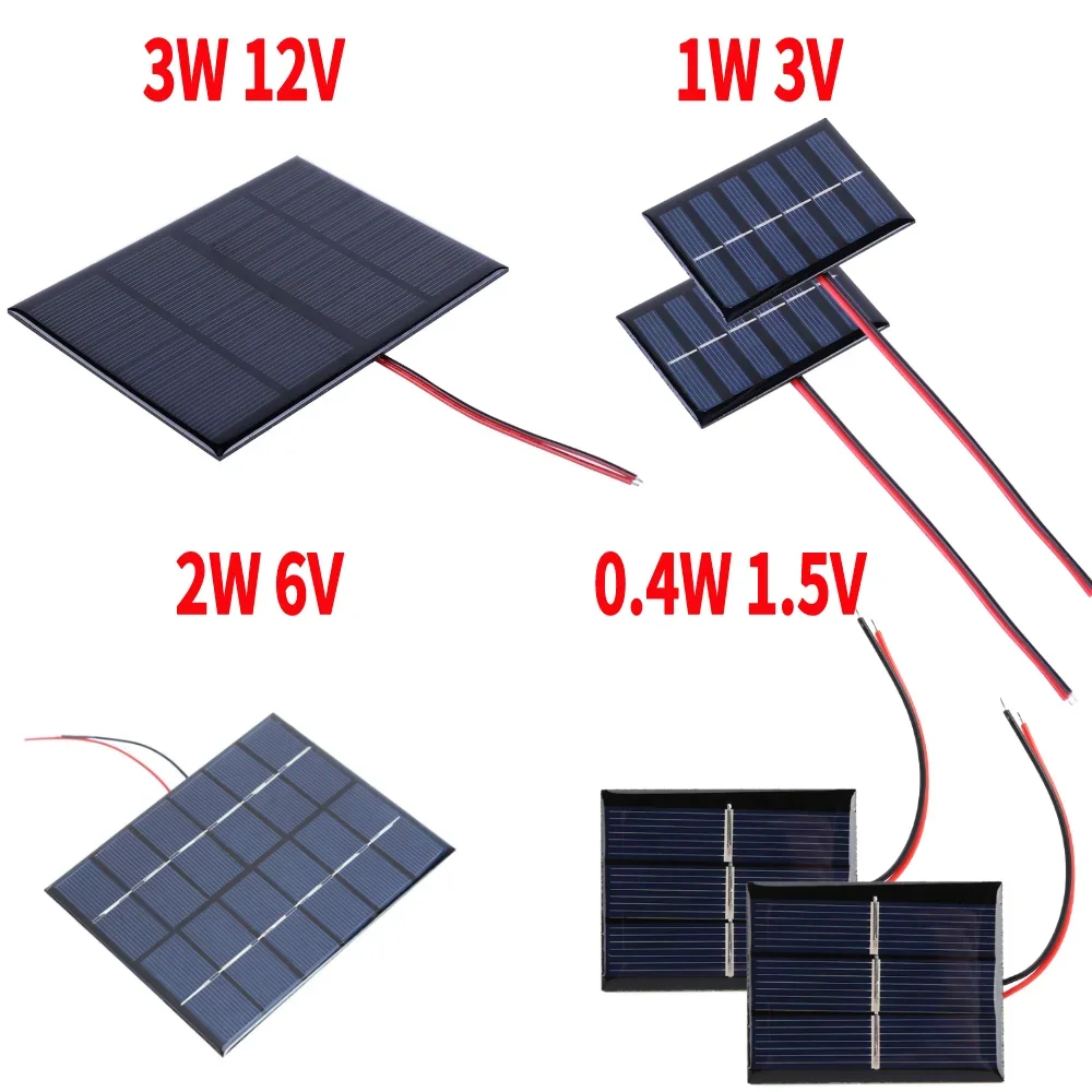 1/2pcs Mini-Solar panel 3/0,4/1,5 w 12//V Zellen modul Poly silicium platine Outdoor DIY Solar ladegerät für Akku-Ladegerät Image