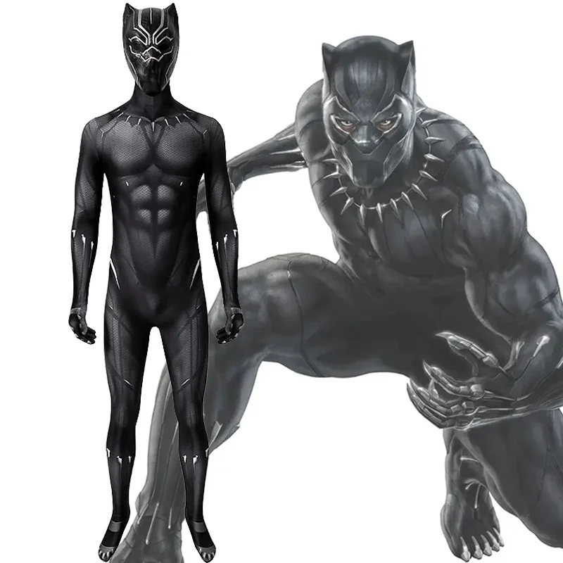 Black Panther Superhelden-Kostüm, 3D-gedrucktes Halloween-Kostüm, Cosplay, Spandex-Body, Superhelden-Zentai-Anzug für Erwachsene/Kinder Image