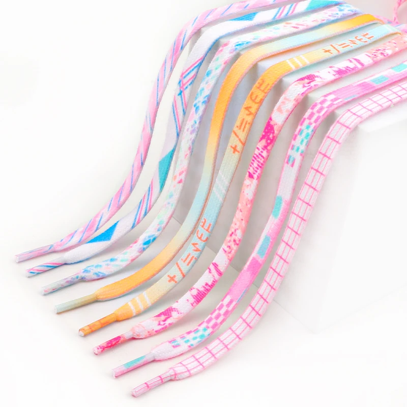 Flache, personalisierte Schnürsenkel mit Batikmuster, Schnürsenkel für Sneakers, Regenbogen-Tennisschnürsenkel, geeignete Sport-Leinwandschuhe, AF1-Schnürsenkel Image