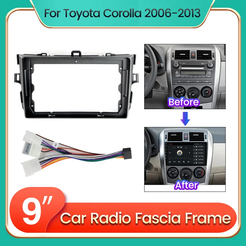 9-Zoll-Auto-DVD-Rahmen Audio-Dash-Trim-Kits Panel-Radio-Player-Bildschirm für Toyota Corolla E140/150 2014-2018 Multimedia-Player-Kit