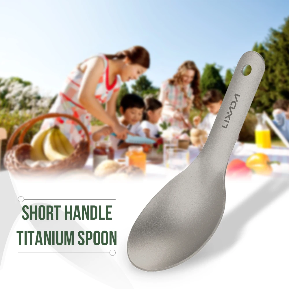 Lixada Löffel Spork kurzer Griff Titan Löffel ultraleichte Kinder Baby Löffel Outdoor Camping Picknick Besteck Geschirr Image