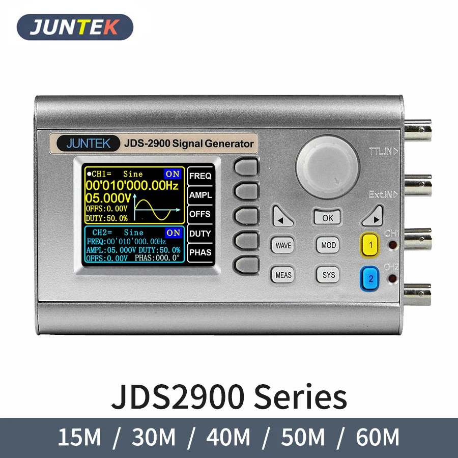Jds2900 15/30/40/50/60mhz dds Dual-ch-Funktions signal generator beliebiger Wellenform generator Quell frequenz zähler Image