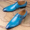 Mode blau schwarz Männer Loafer Schuhe elegantes Kleid formeller Anzug atmungsaktiver Leders chuh