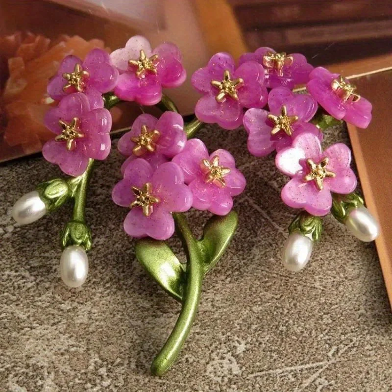 Klassische Vintage Blume Perle Brosche Abzeichen Für Frauen Männer Retro Mittleren Design Acryl Pflanze Serie Anzug Mantel Pins Corsagen Image