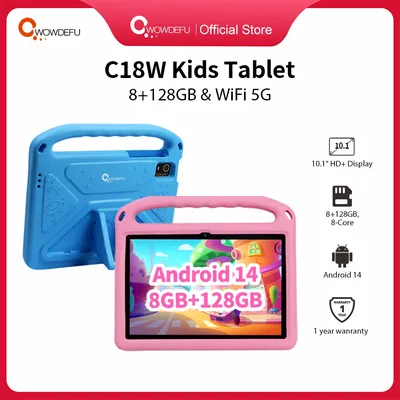 CWOWDEFU C18W Kids Tablet 8GB 128GB A523 Octa Core 10.1 HD+ Display 6000mAh WIFI-5G Android 14