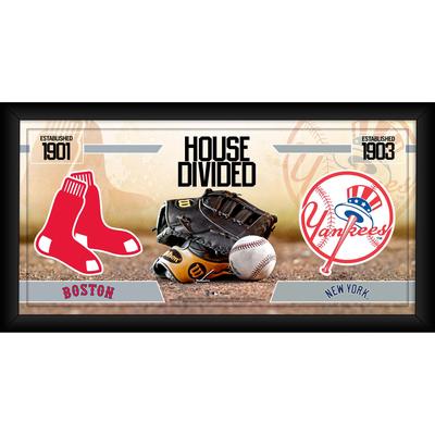 Boston Red Sox vs. New York Yankees, gerahmt, 25,4 x 50,8 cm, Haus geteilte Baseball-Collage Image