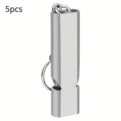 TEMU 5pcs 120db Loud Emergency Survival Whistle For Camping Keychain Outdoor Sos Whistle Golden And Silver