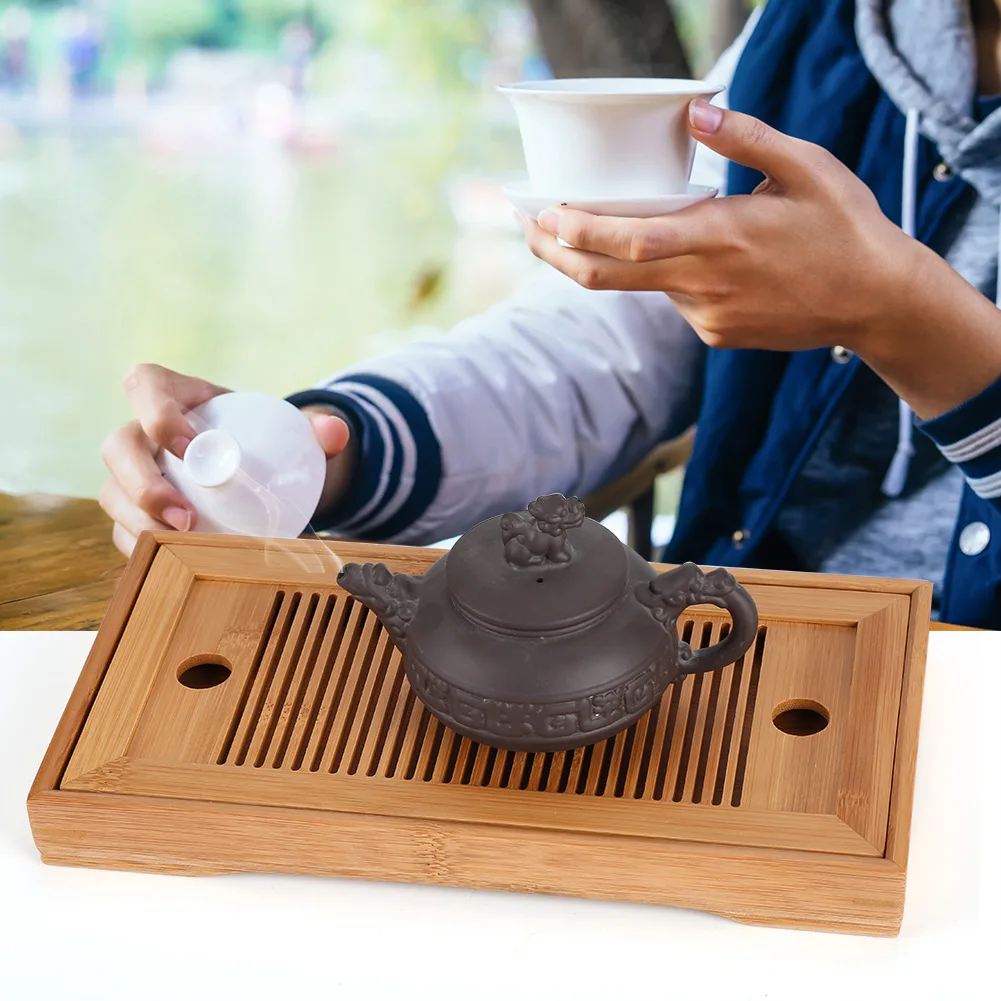 Vassoio da tè in bambù cinese Gongfu Tea Mini tavolo da portata per Teahouse Home Office vassoio da tè in bambù Gongfu vassoio da tè tavolo da portata