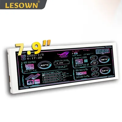 LESOWN Bar Display 7.9 inch White LCD Wide mini Sub Screen HDMI IPS Touch 400x1280 Aida64 Monitor