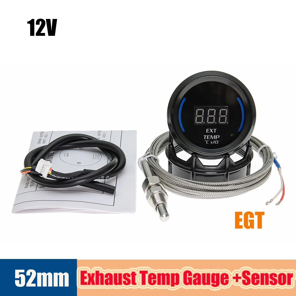 52mm Auto gt digitale Abgas temperatur anzeige mit Sensor 1/8npt Universal-Abgas temperatur messer 0-100 Grad Celsius Auto anzeige 12V Image