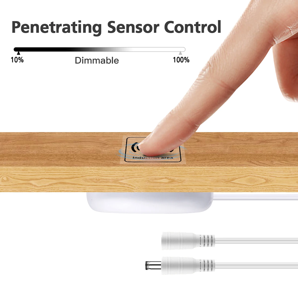 Dimmbarer LED-Controller, 12 V ~ 24 V, Holz-Touch-Sensor-Schalter, durchdringbarer Schalter, Sensor-LED-Dimmer für Neon-Streifen, COB-LED-Lichtleiste
